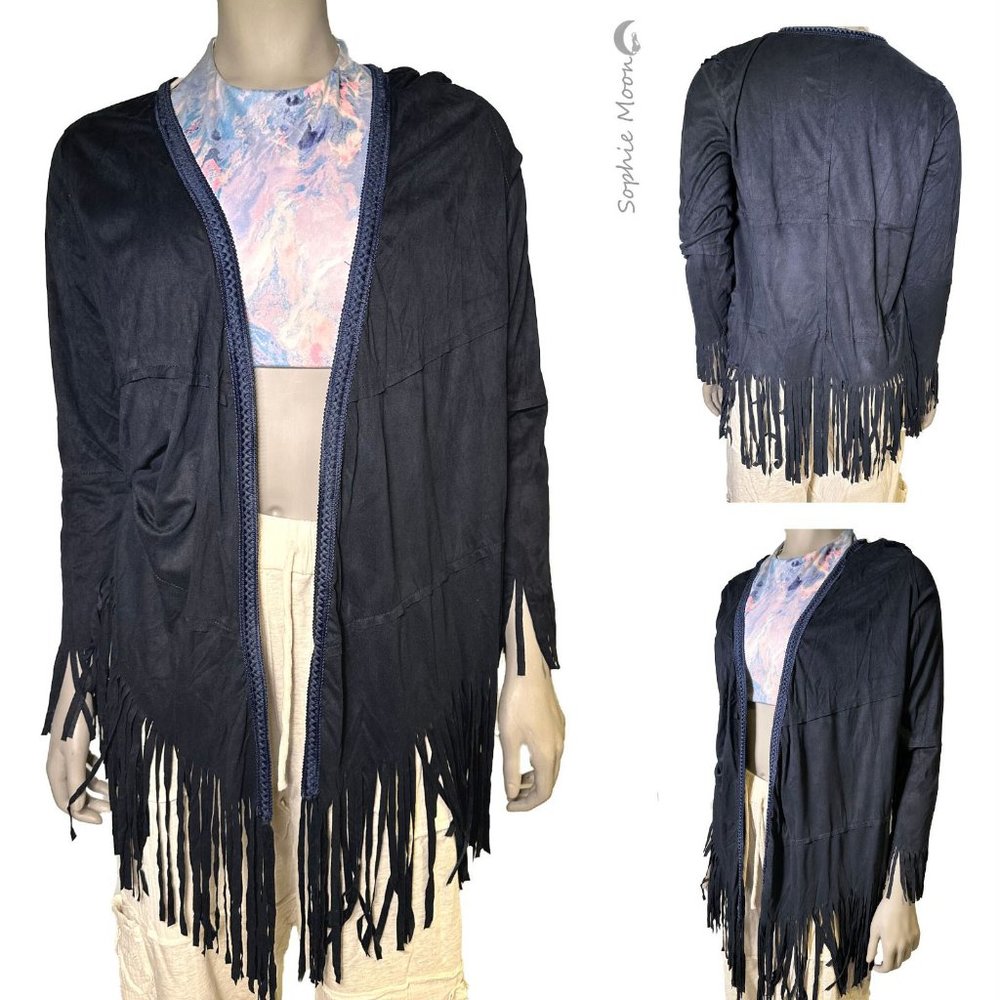 Boho Fringe Suede Top Jacket